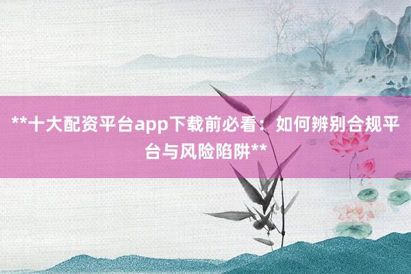 **十大配资平台app下载前必看：如何辨别合规平台与风险陷阱**
