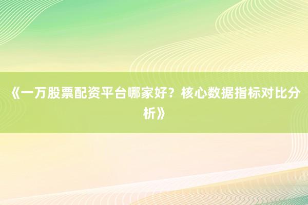 《一万股票配资平台哪家好？核心数据指标对比分析》
