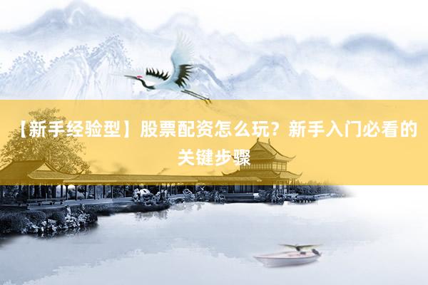 【新手经验型】股票配资怎么玩？新手入门必看的关键步骤