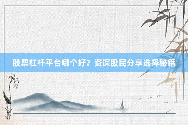 股票杠杆平台哪个好？资深股民分享选择秘籍