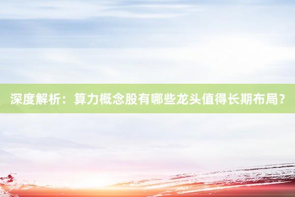 深度解析：算力概念股有哪些龙头值得长期布局？