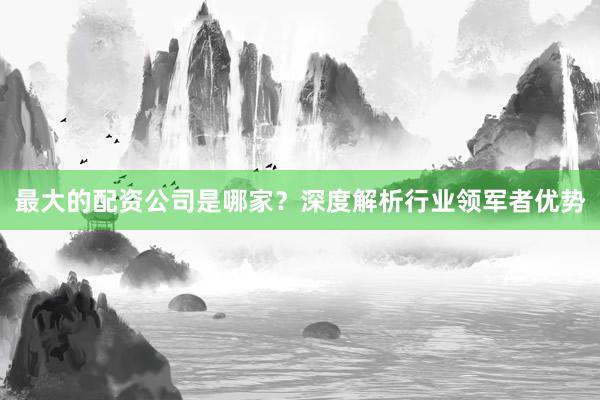最大的配资公司是哪家？深度解析行业领军者优势
