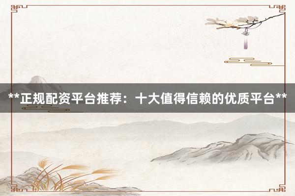 **正规配资平台推荐：十大值得信赖的优质平台**