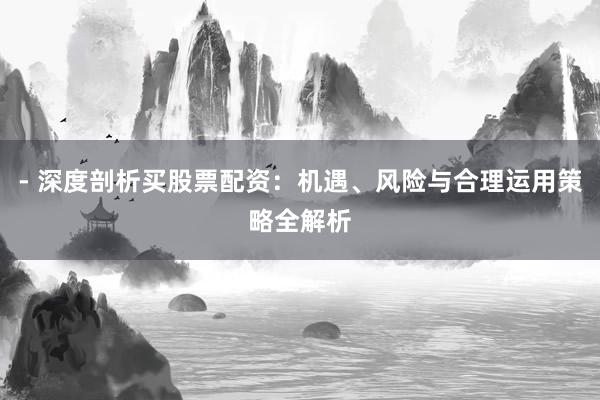- 深度剖析买股票配资：机遇、风险与合理运用策略全解析